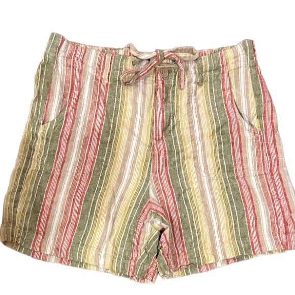 Pants - Linen Shorts multicolored striped with pockets
